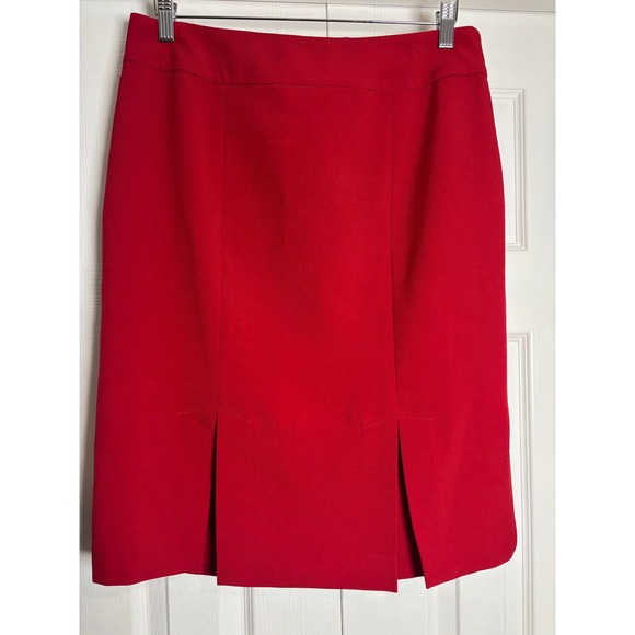 Kasper Dresses & Skirts - Kasper Red Pencil Skirt Size 8 Knee Length Pleated Hem Professional Career